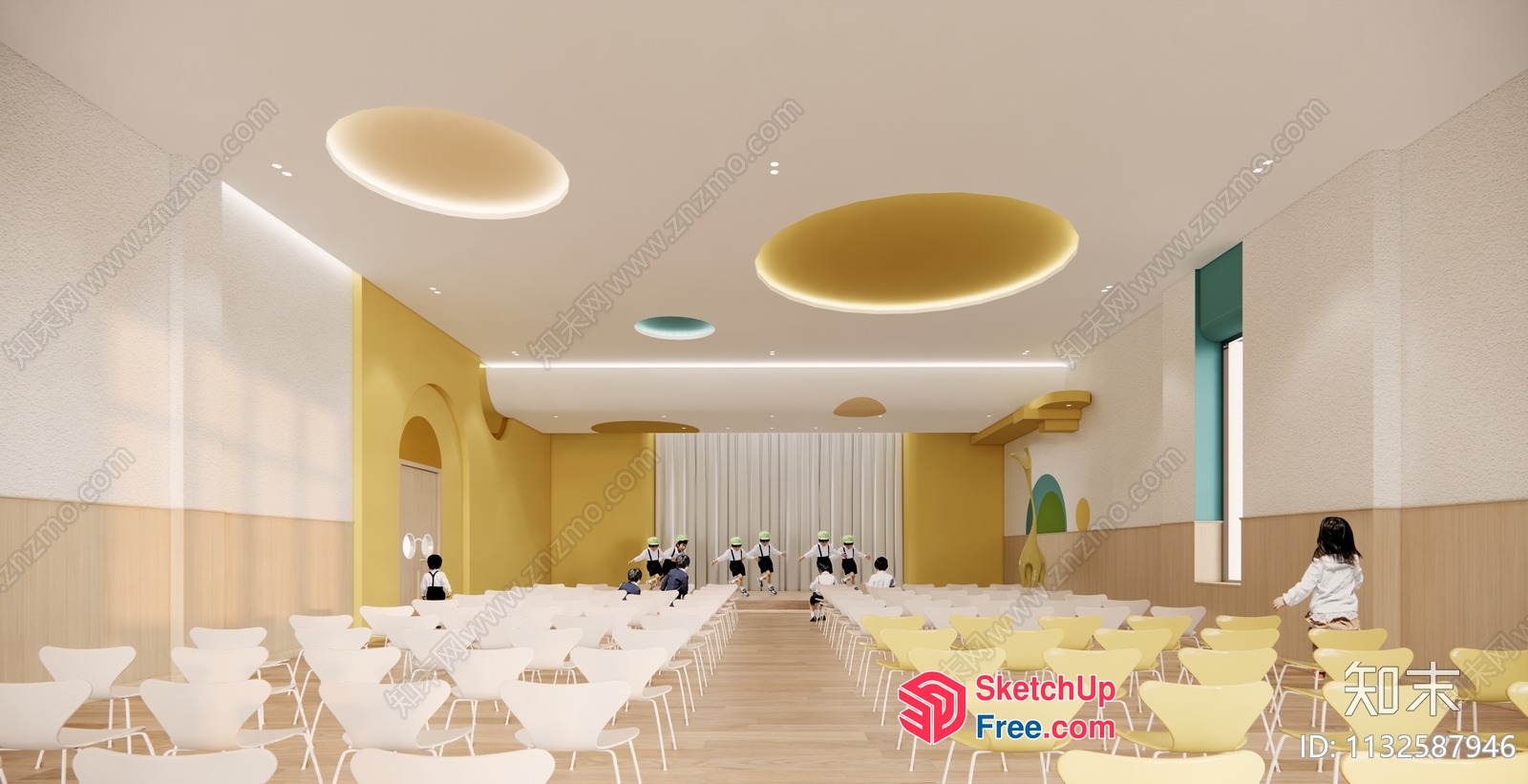 Children'S Playroom With Yellow And White Furniture 3D SketchUp File