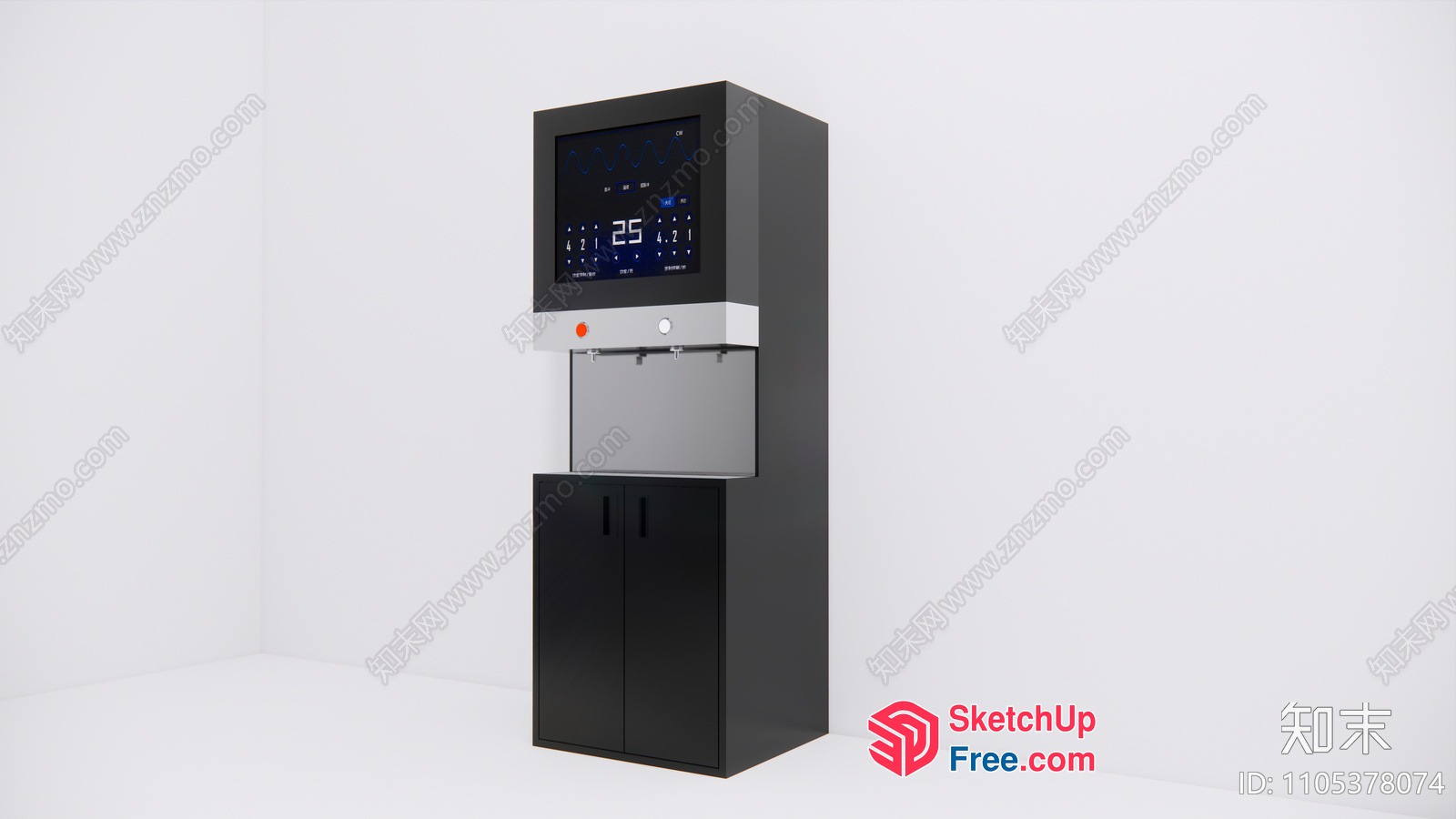 Modern Water Dispenser With Digital Display And Cabinet 3D SketchUp File