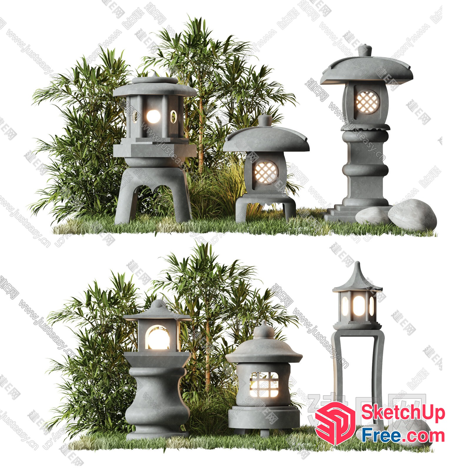 Japanese Style Outdoor Lighting Collection 3D SketchUp File