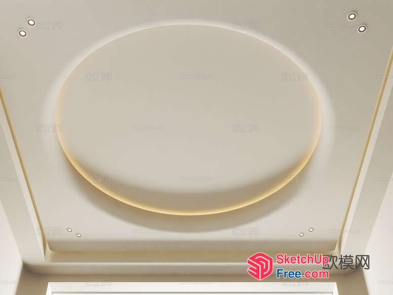 Elegant Creamy White Oval Ceiling Design 3D SketchUp File