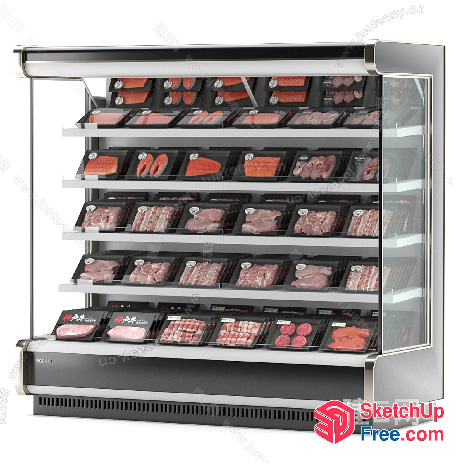 Modern Meat Display Case With Glass And Stainless Steel 3D SketchUp File
