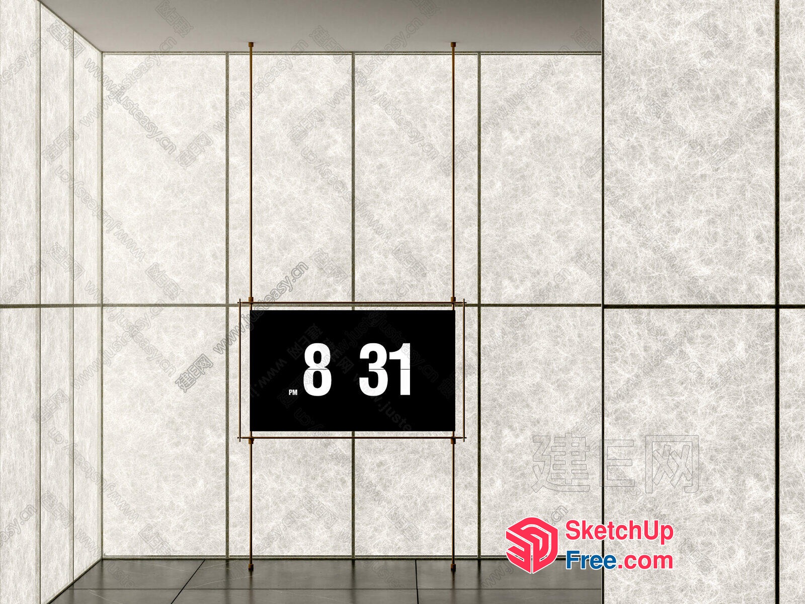 Elevator Wall With Digital Display 3D SketchUp File