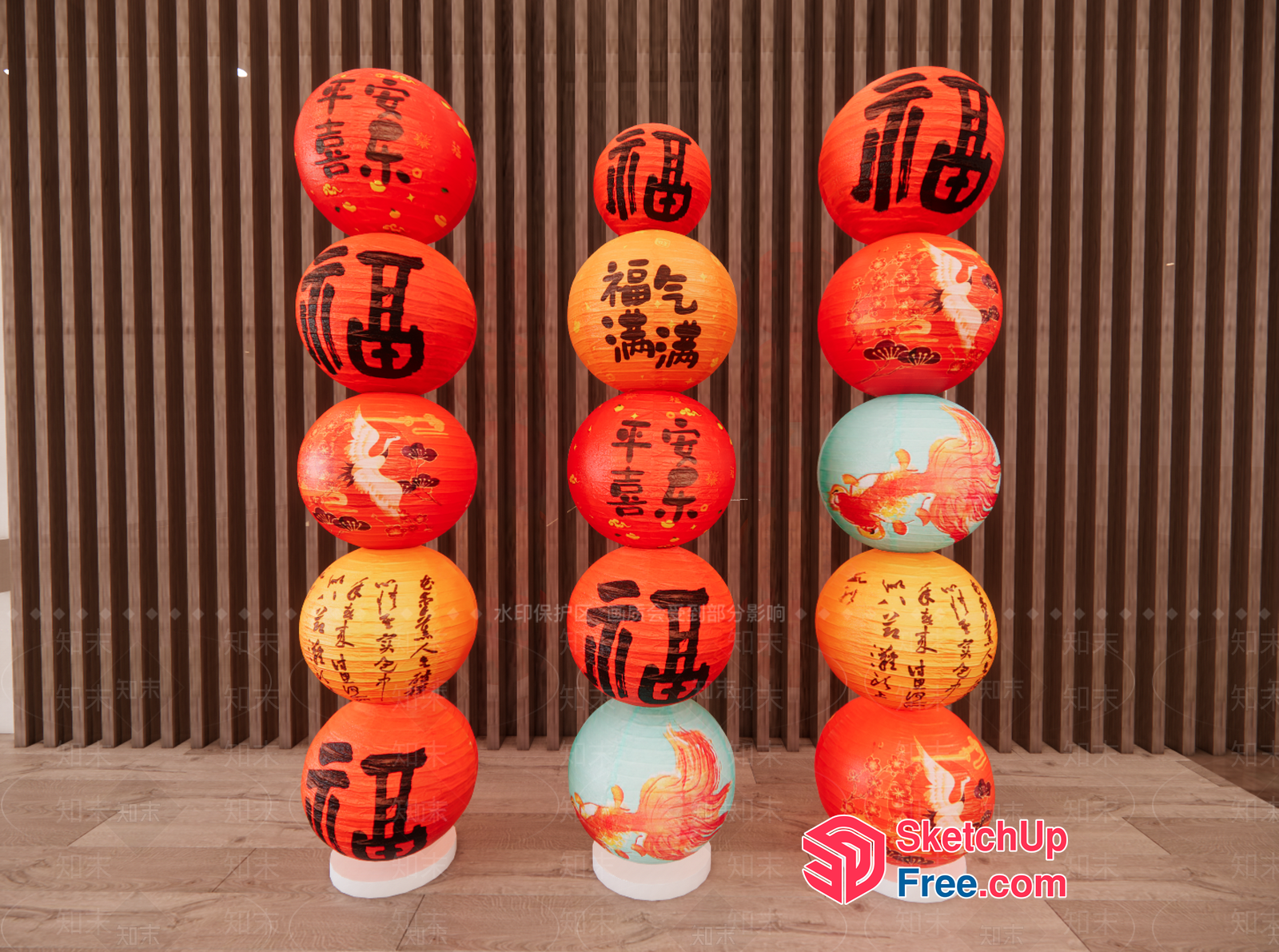 Asian-Inspired Decorative Lanterns 3D SketchUp File