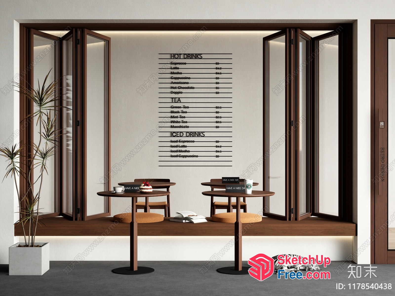 Modern Minimalist Coffee Shop Interior 3D SketchUp File