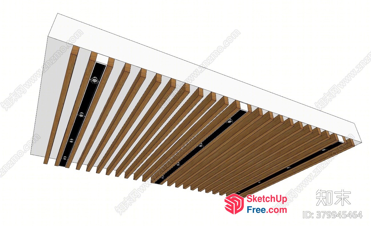 Wooden Beams And Black Accents On White Ceiling 3D SketchUp File