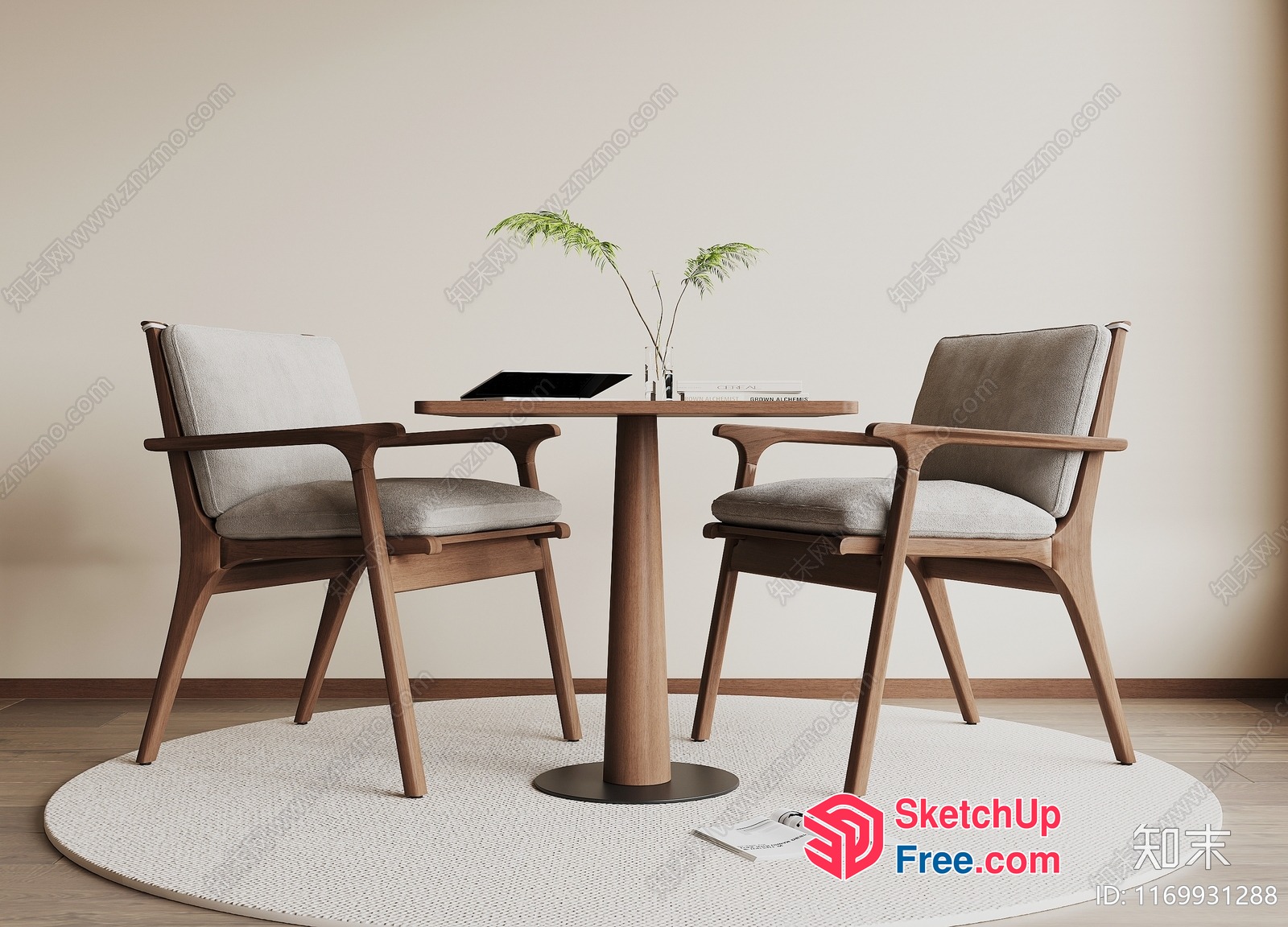 Minimalist Wooden Furniture With Natural Light 3D SketchUp File