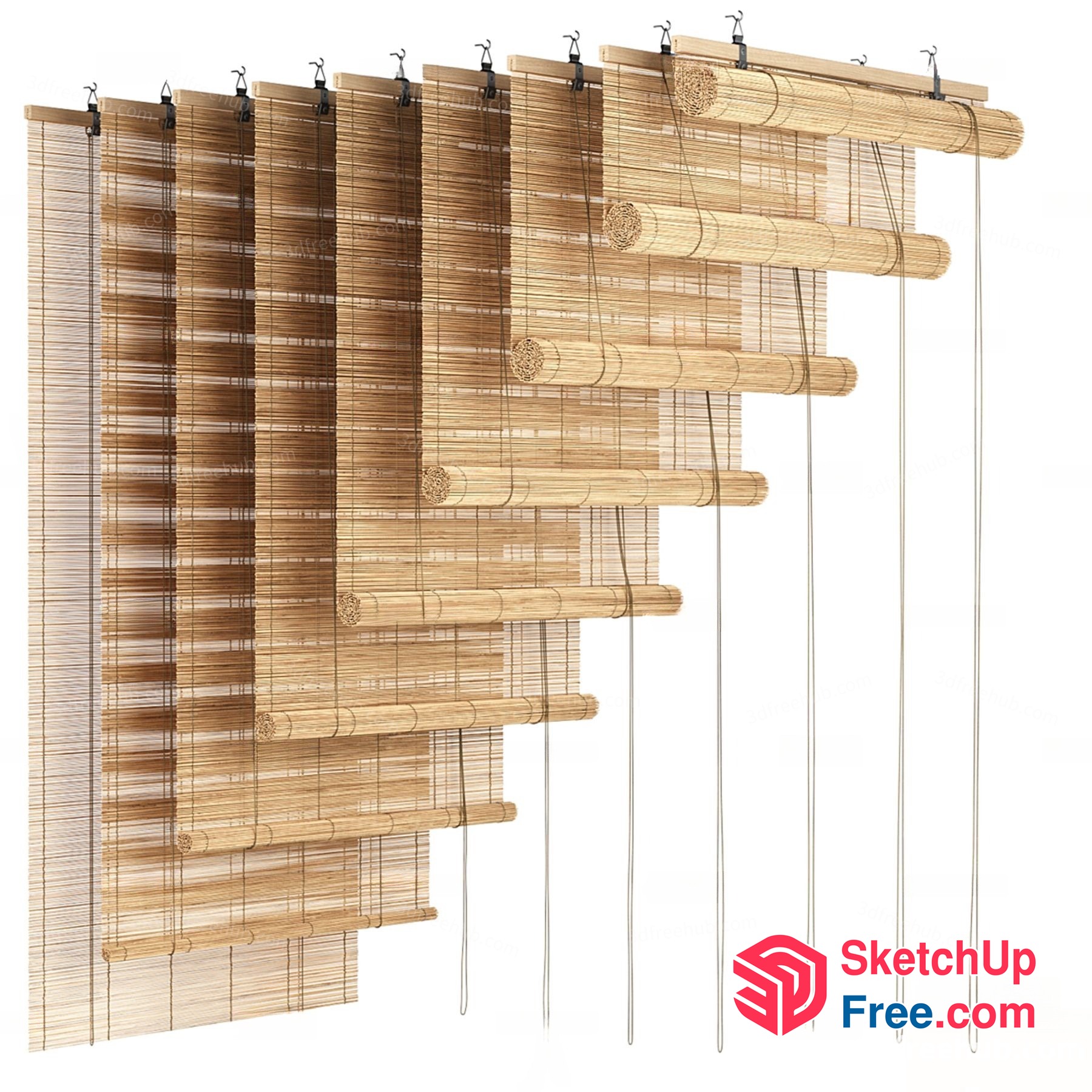 Natural Bamboo Blinds With Wooden Accents 3D SketchUp File