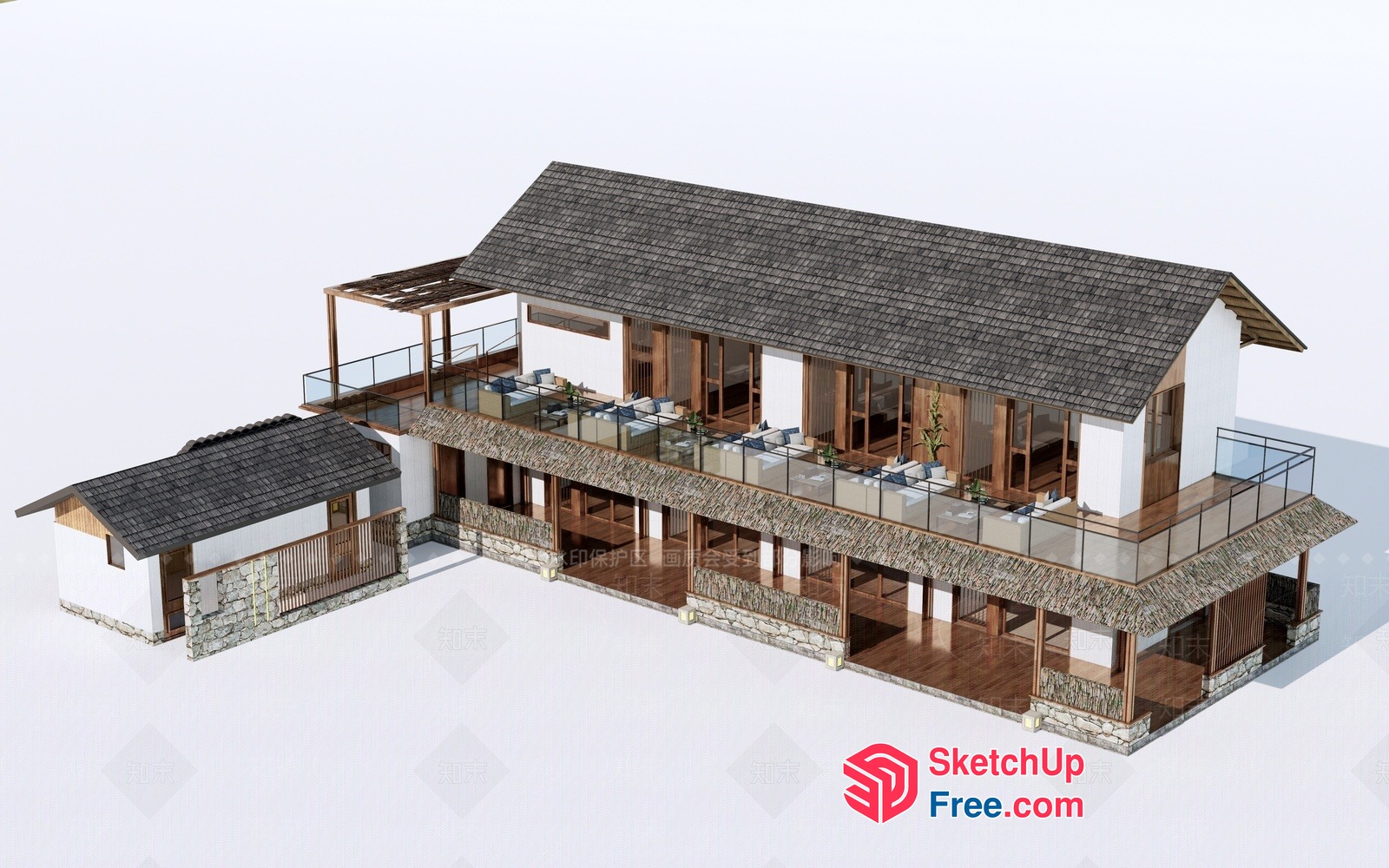 Modern Japanese Villa With Traditional Elements 3D SketchUp File