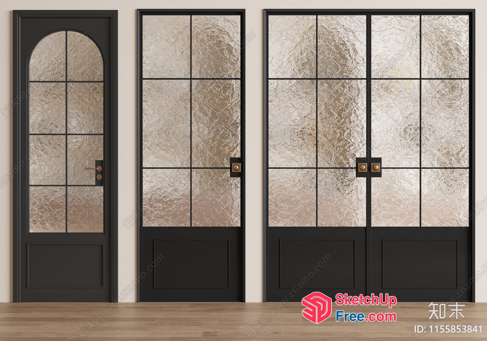 Three Elegant Doors With Arched, Sliding, And Double Doors 3D SketchUp File