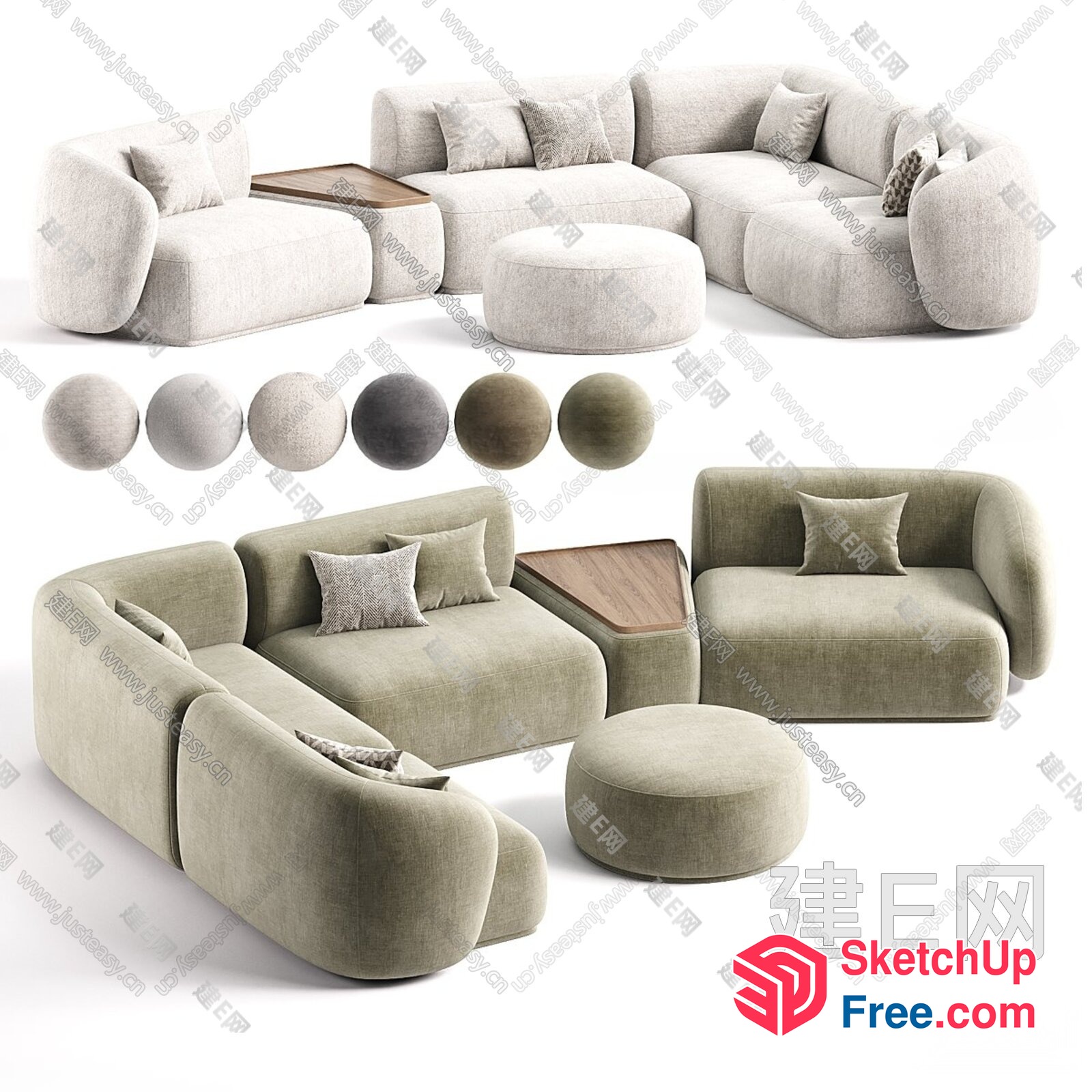 Elegant And Modern Minimalist Living Room Furniture Set 3D SketchUp File