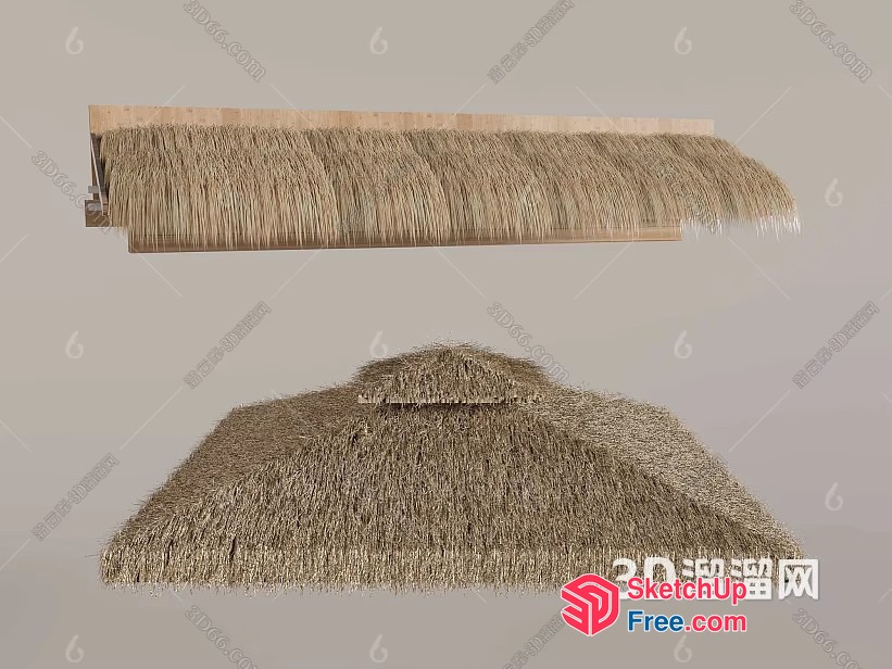 Thatched Roof And Wall Detail 3D SketchUp File