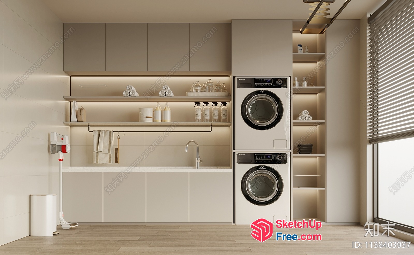 Minimalist Laundry Room With Modern Appliances 3D SketchUp File