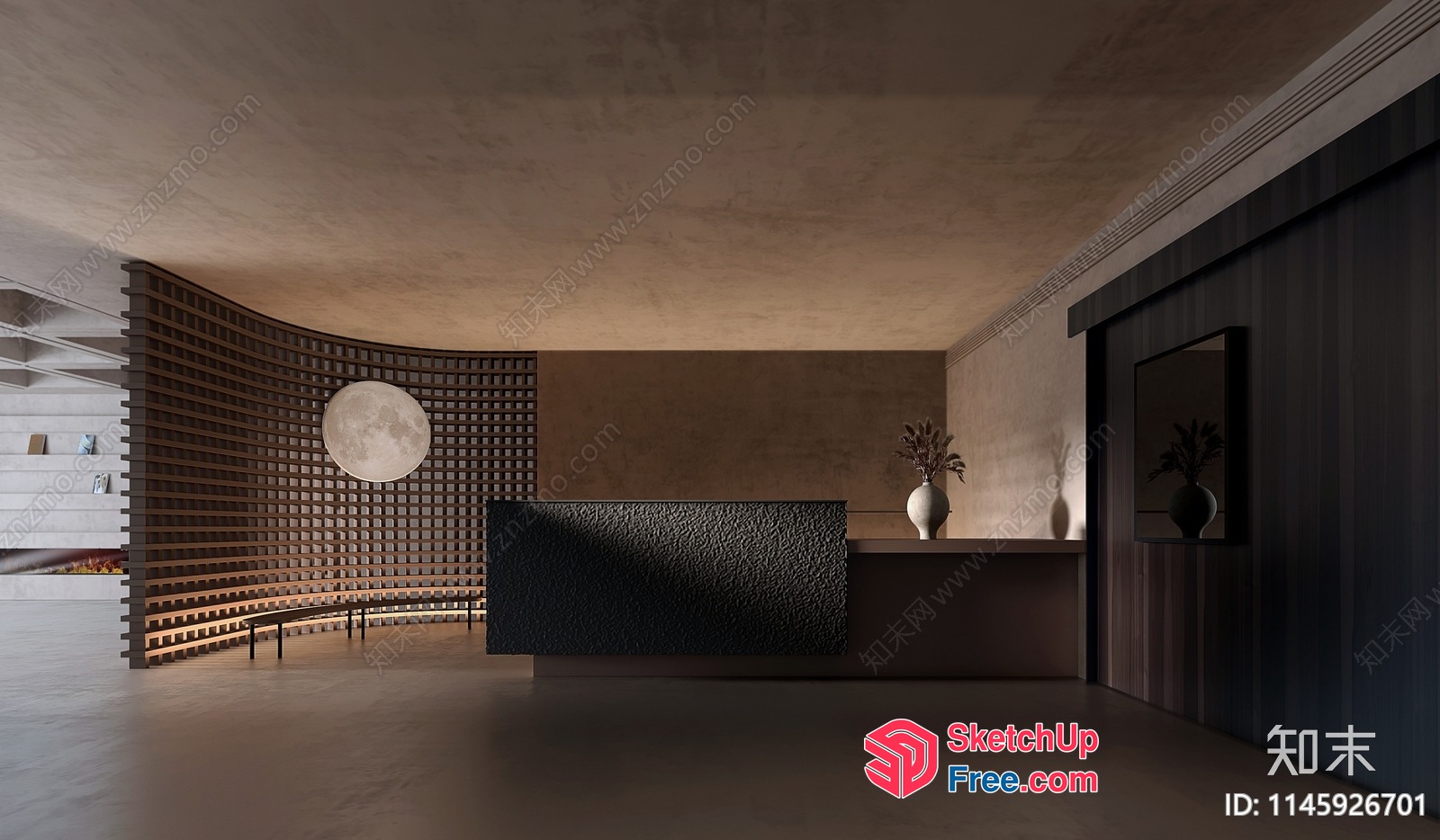 Modern Reception Area With Moonlit Decor 3D SketchUp File