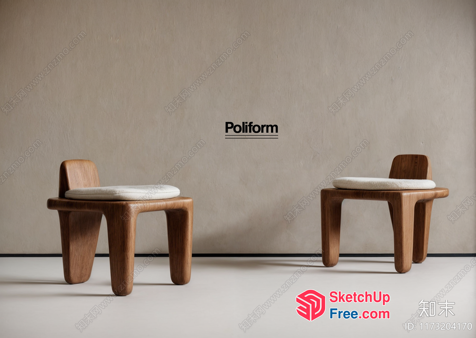 Poliform Chairs With Cushions 3D SketchUp File
