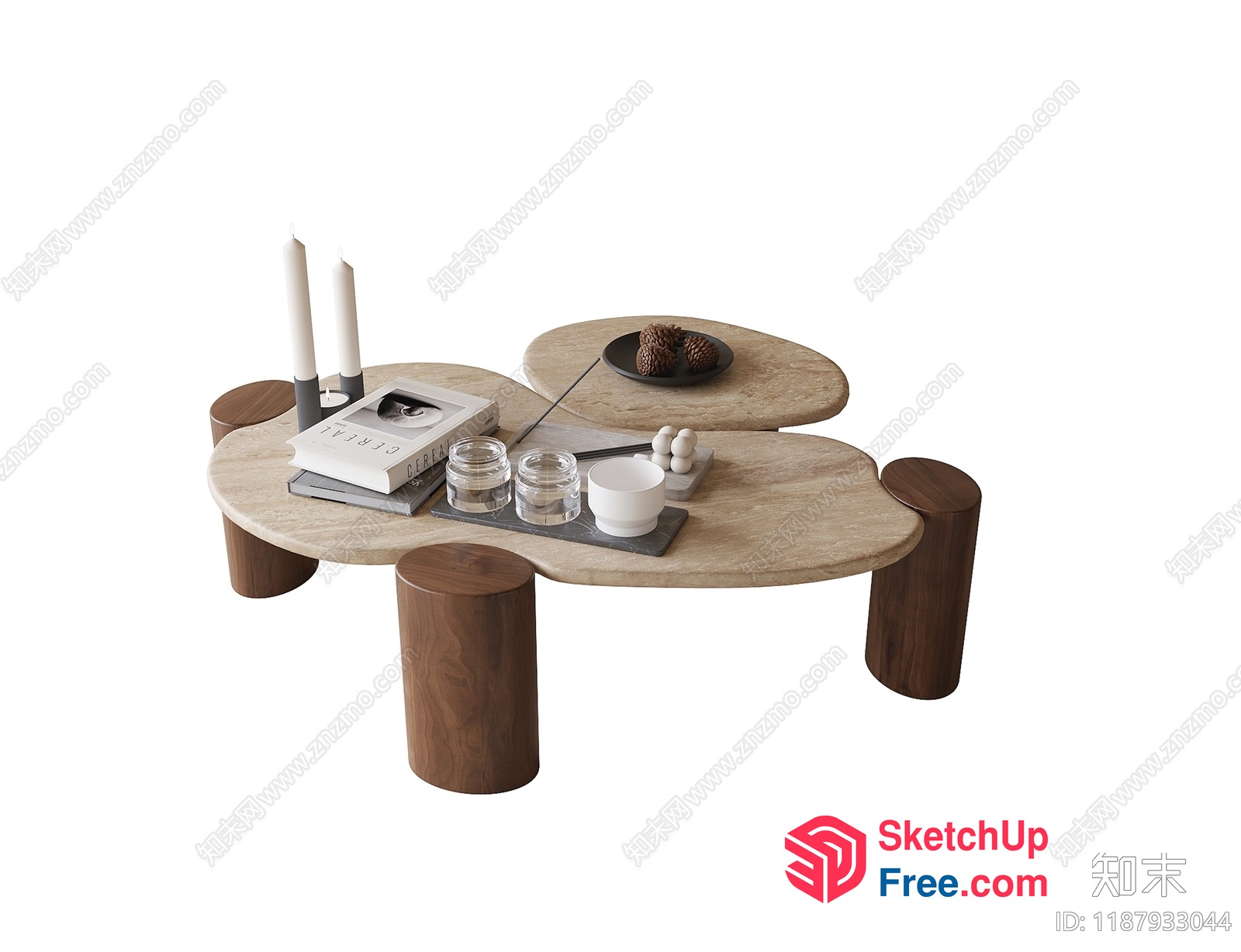 Modern Coffee Table With Unique Design And Decorative Items 3D SketchUp File