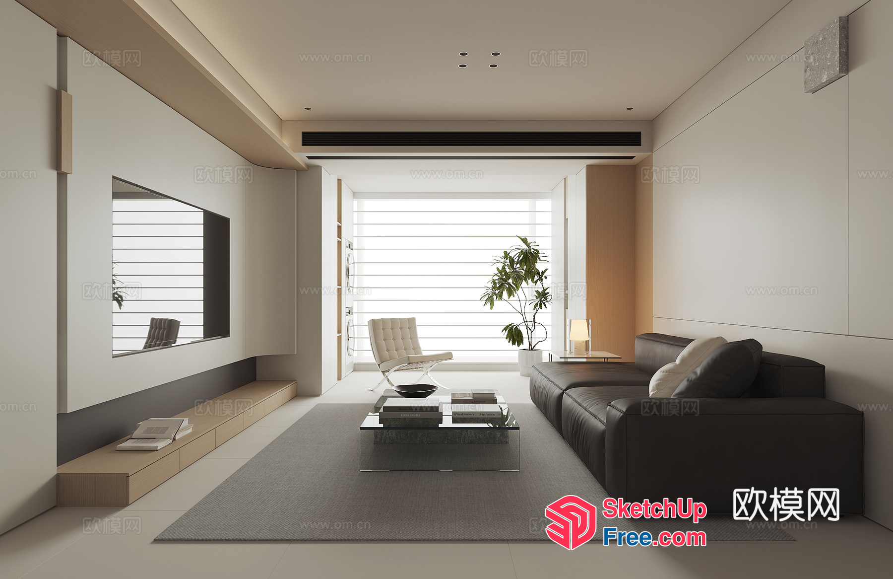Modern Living Room With Sleek Furniture And Natural Light 3D SketchUp File