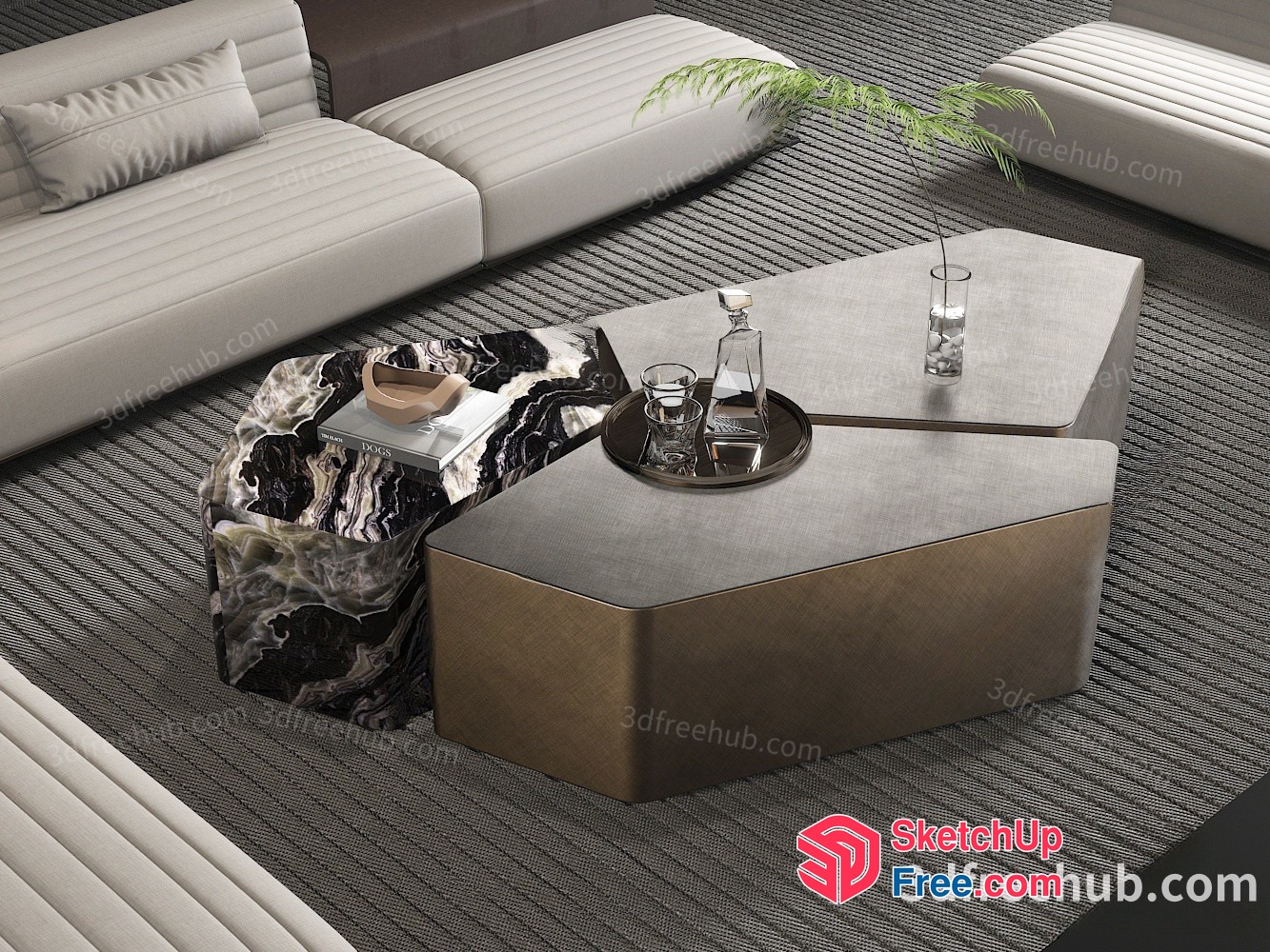 Modern Living Room Furniture Arrangement 3D SketchUp File