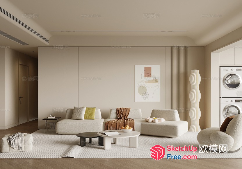 Modern Minimalist Living Room Interior Design 3D SketchUp File