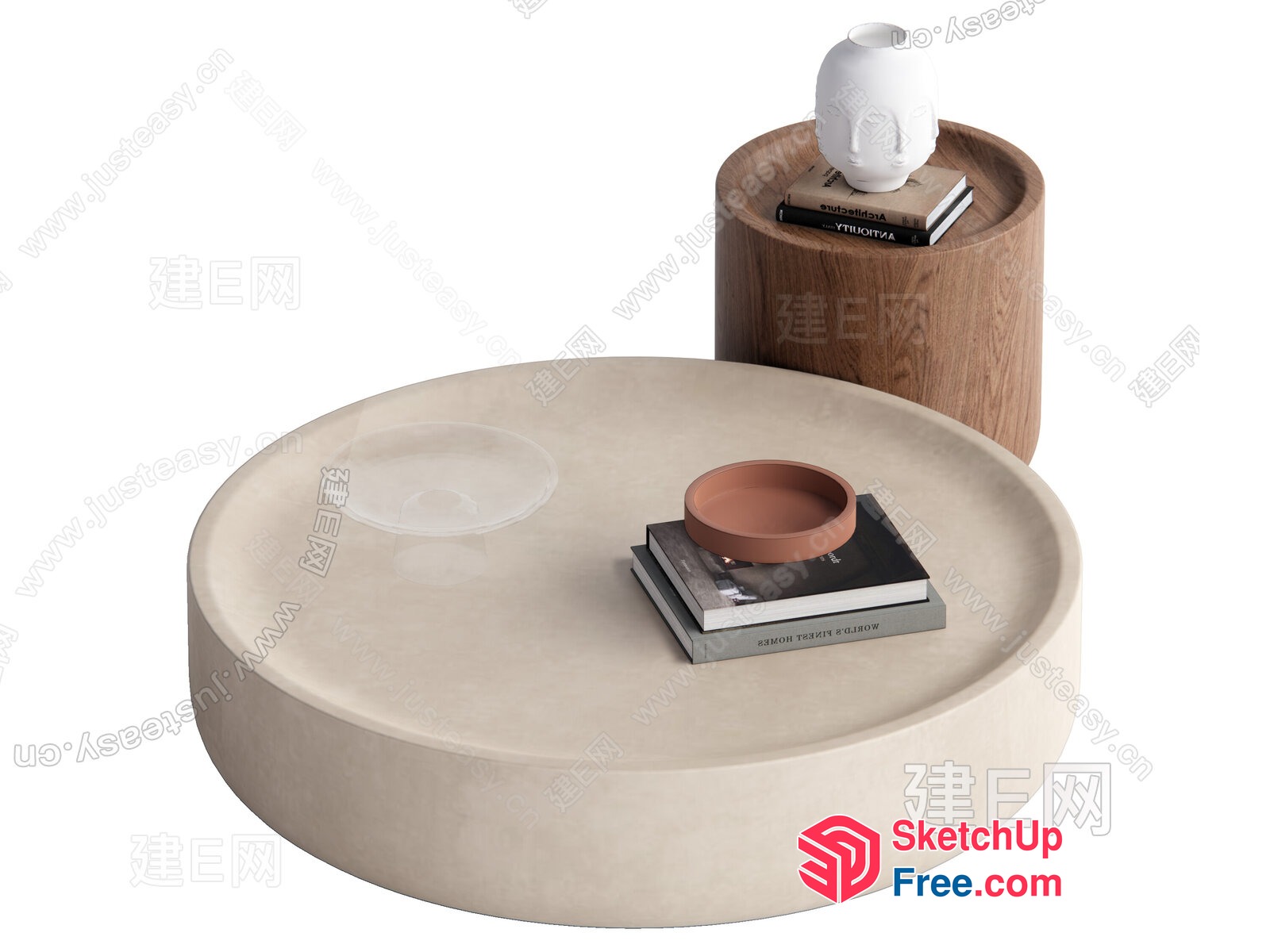 Modern Minimalist Coffee Table And Side Table 3D SketchUp File