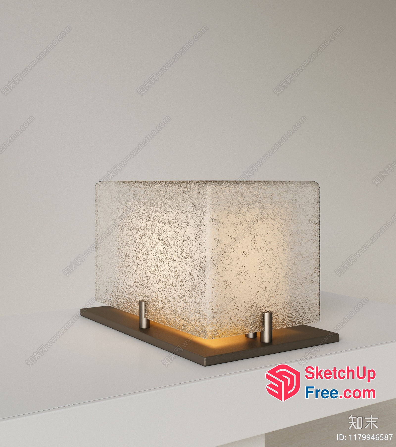 Modern Glass Block Lamp With Metal Base 3D SketchUp File