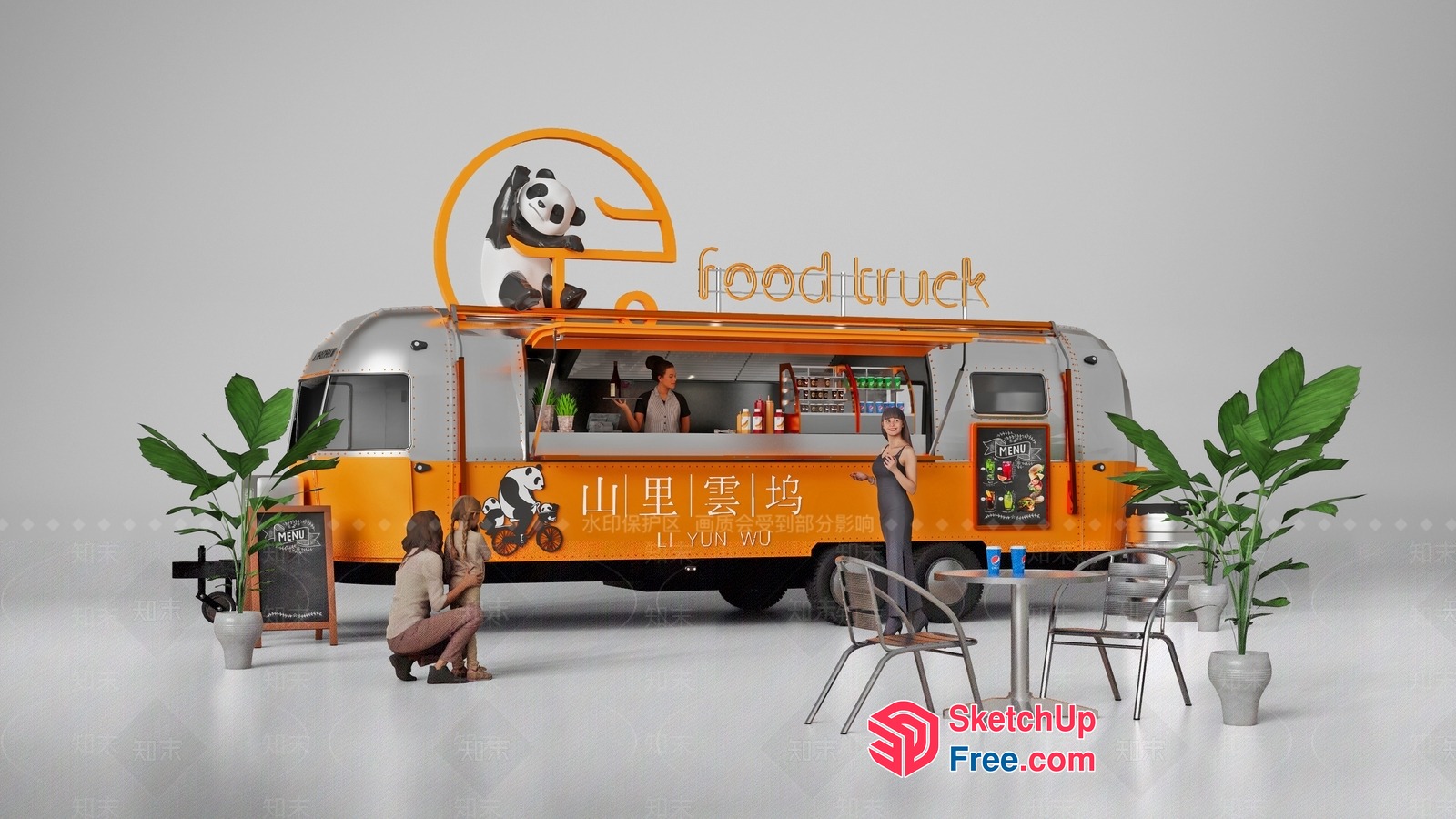 Panda Food Truck Interior 3D SketchUp File