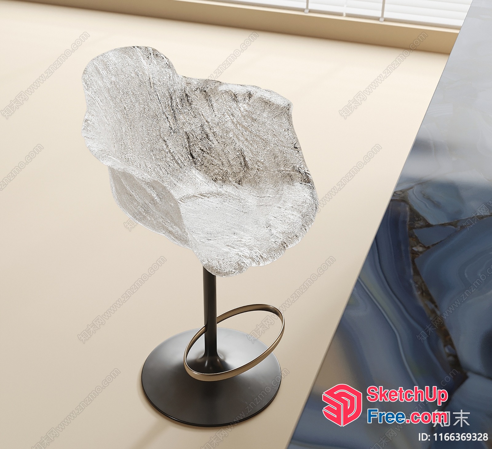 Table Lamp With Unique Rock-Shaped Shade 3D SketchUp File