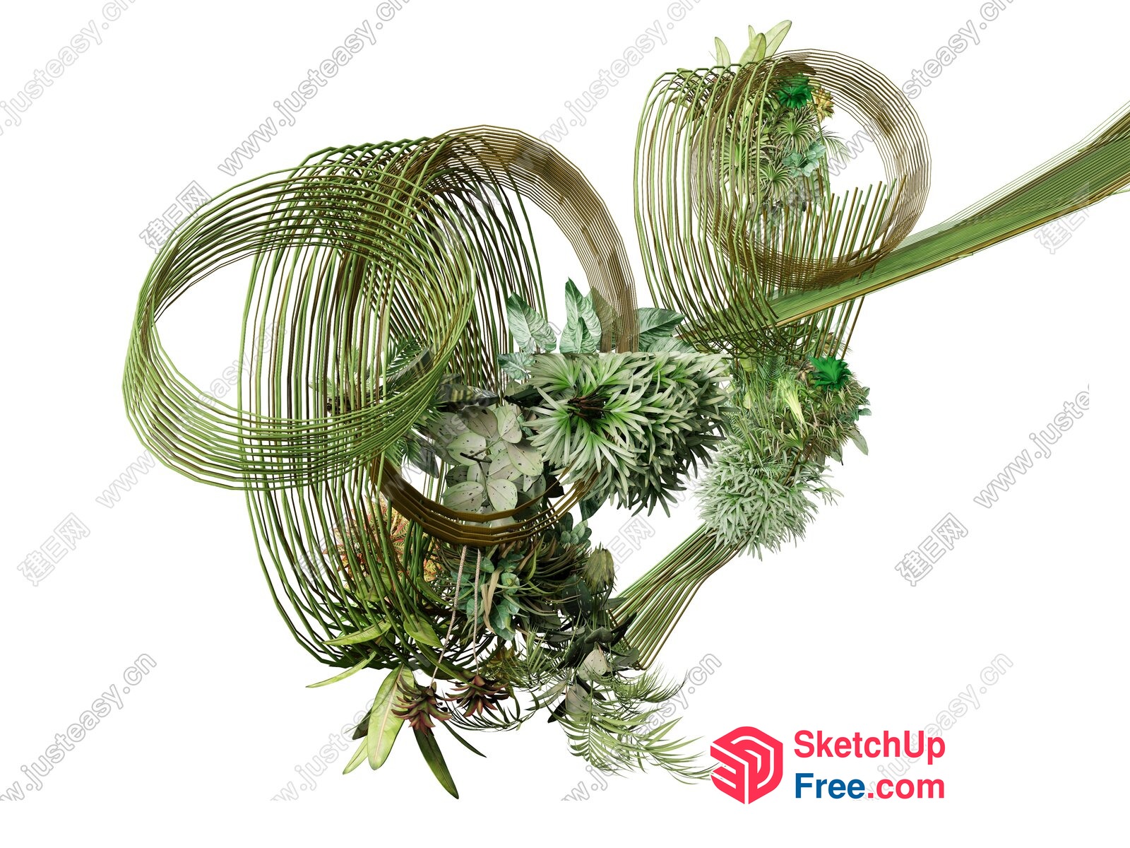 Green And Brown Abstract Floral Arrangement 3D SketchUp File