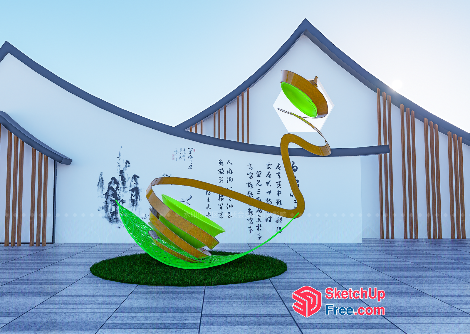 Modern Asian-Inspired Architecture 3D SketchUp File