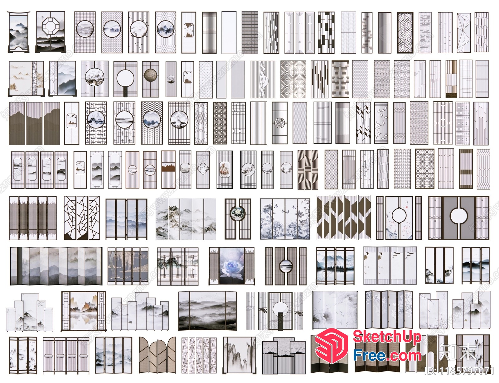 Modern Minimalist Japanese-Inspired Interior Design Elements 3D SketchUp File