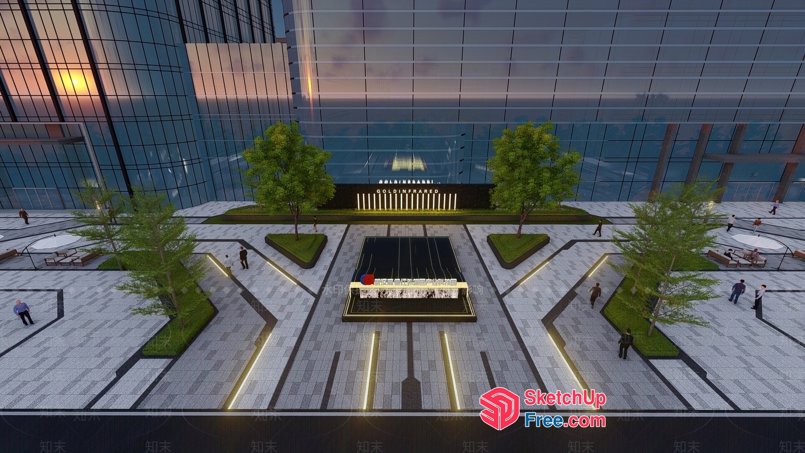 Modern Glass Building Exterior With Elegant Interior 3D SketchUp File