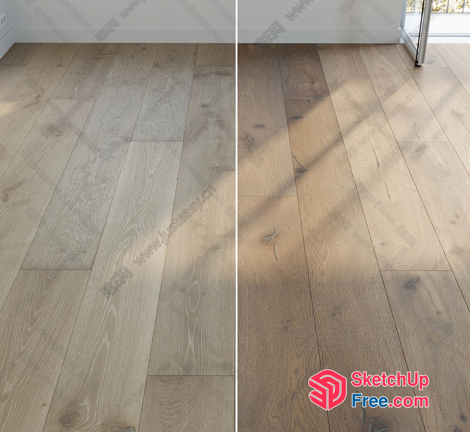 Light-Colored Wooden Floorboards In A Spacious Room 3D SketchUp File