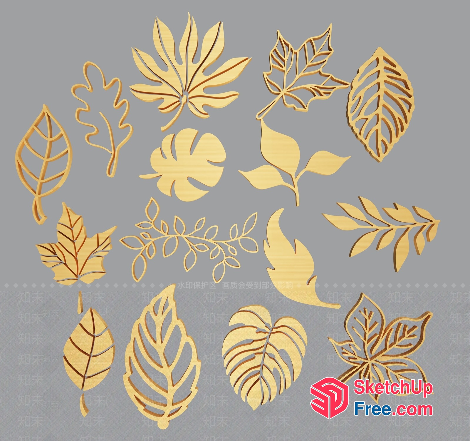 Elegant Gold Leaf Decorations 3D SketchUp File