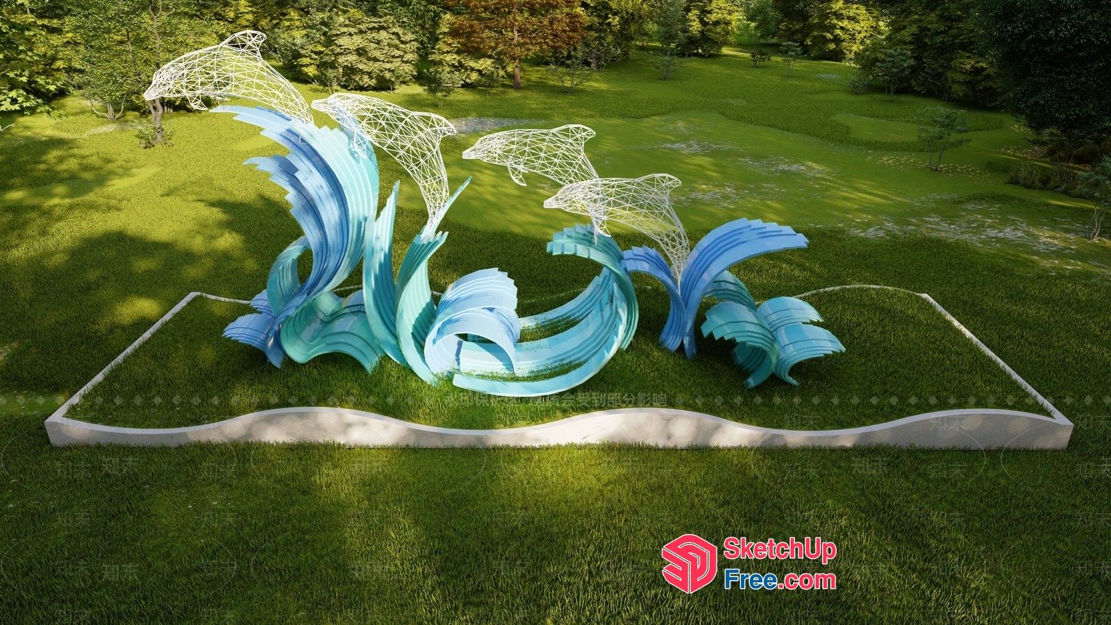 Dolphin Sculpture Garden 3D SketchUp File