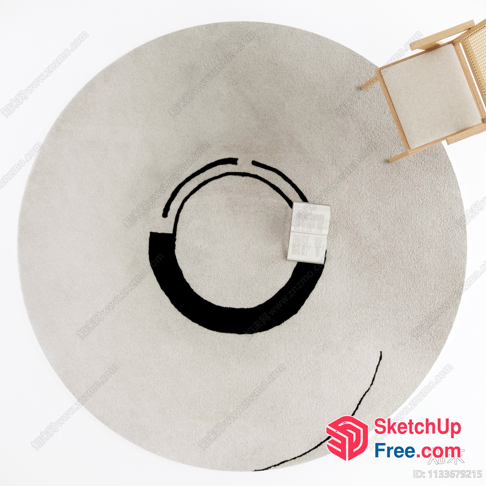 Minimalist Japanese Style Circle Rug 3D SketchUp File