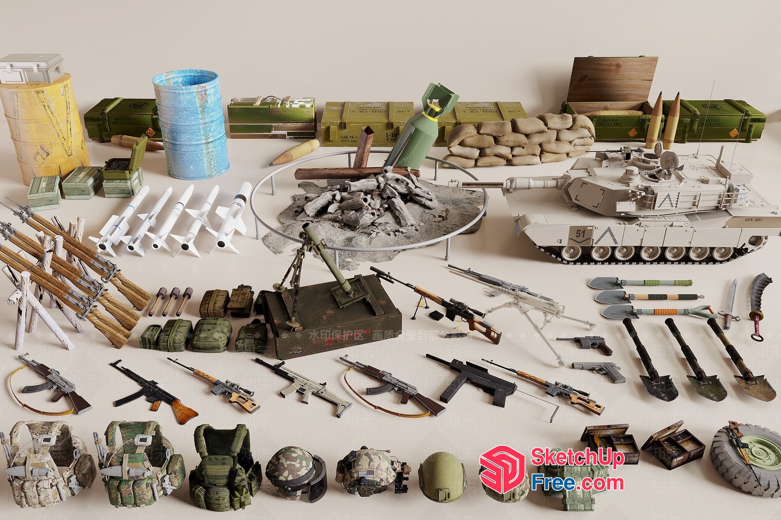 Military Gear And Weapons Collection 3D SketchUp File