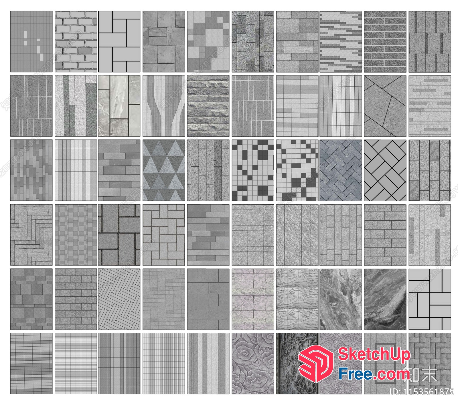 Grey Tiled Flooring Patterns 3D SketchUp File