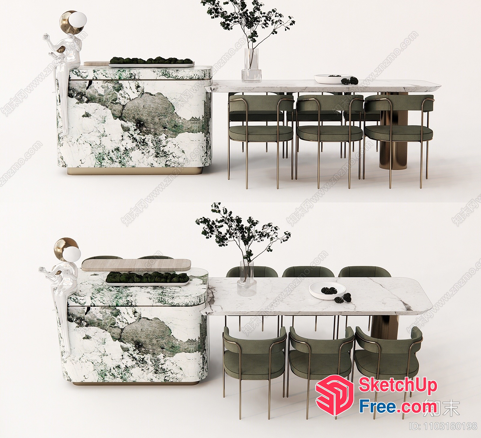 Elegant And Modern Dining Room Furniture Set 3D SketchUp File