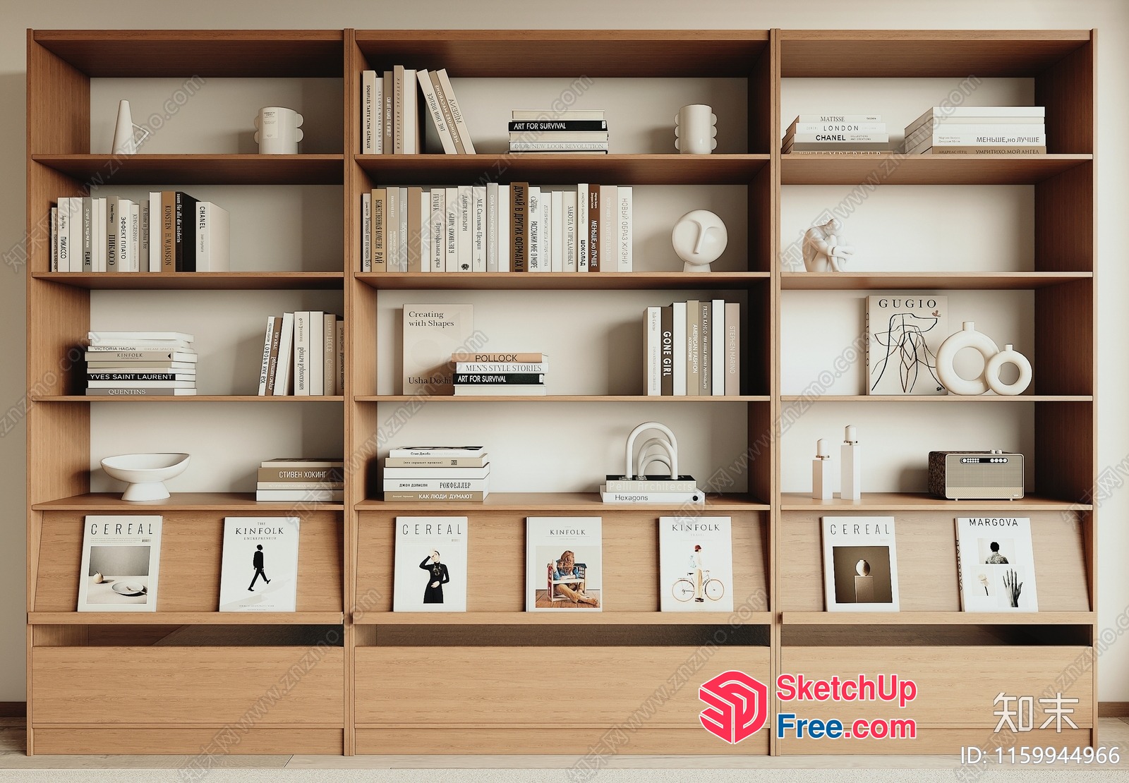 Modern Bookcase And Magazine Collection 3D SketchUp File