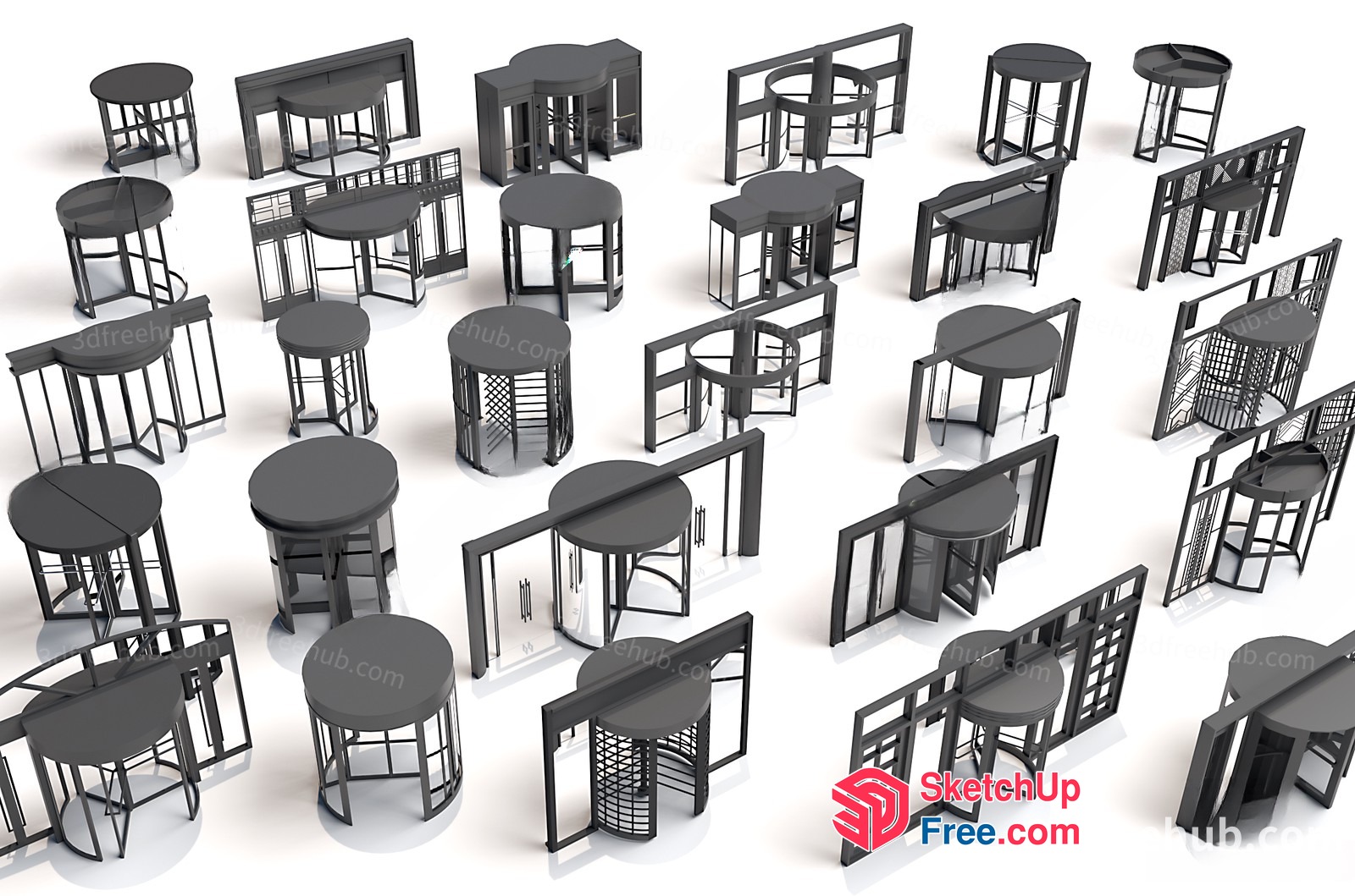 Modern Black Stools And Tables Collection 3D SketchUp File