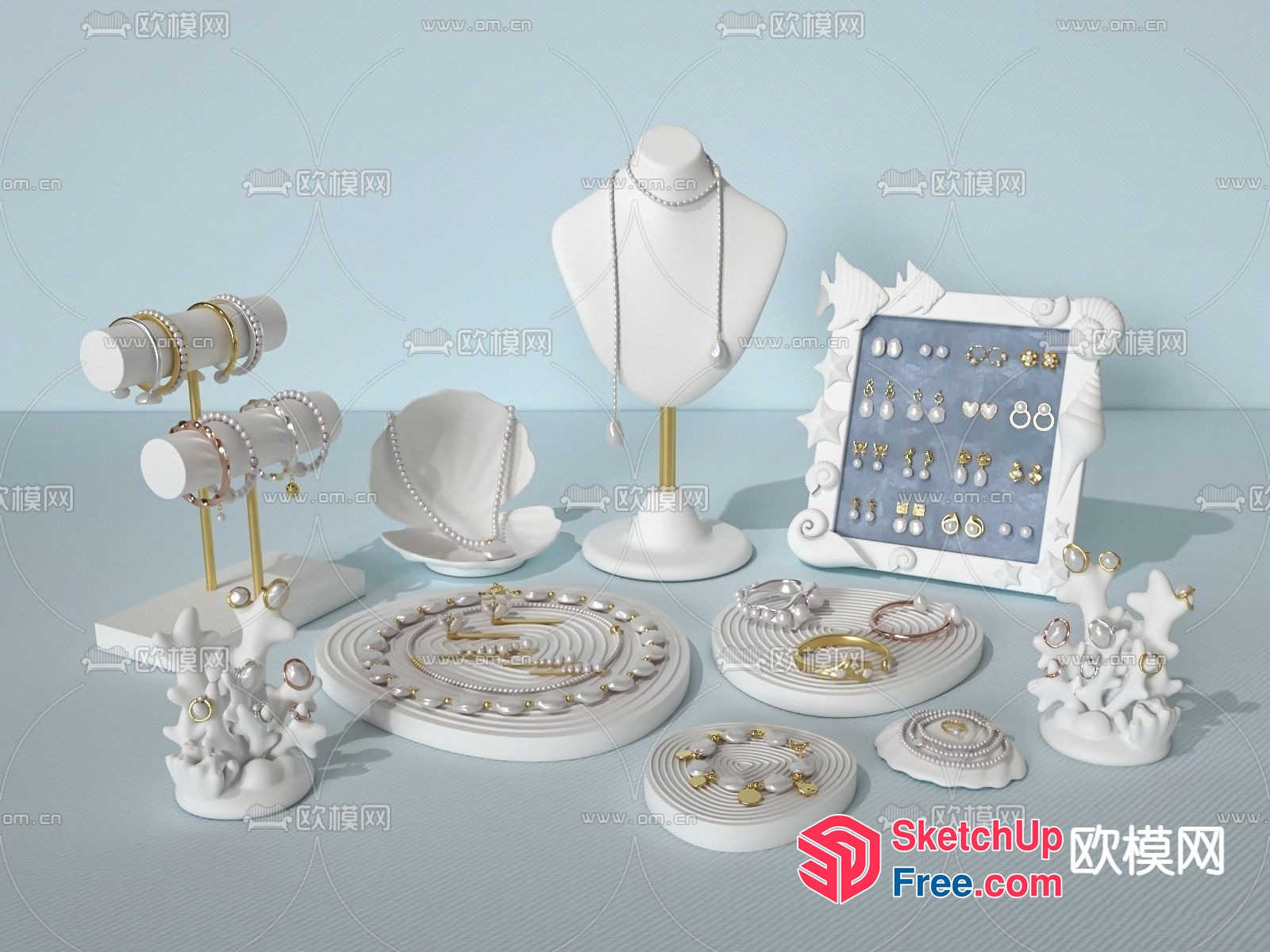 Elegant Jewelry Display With Ornate Decor 3D SketchUp File