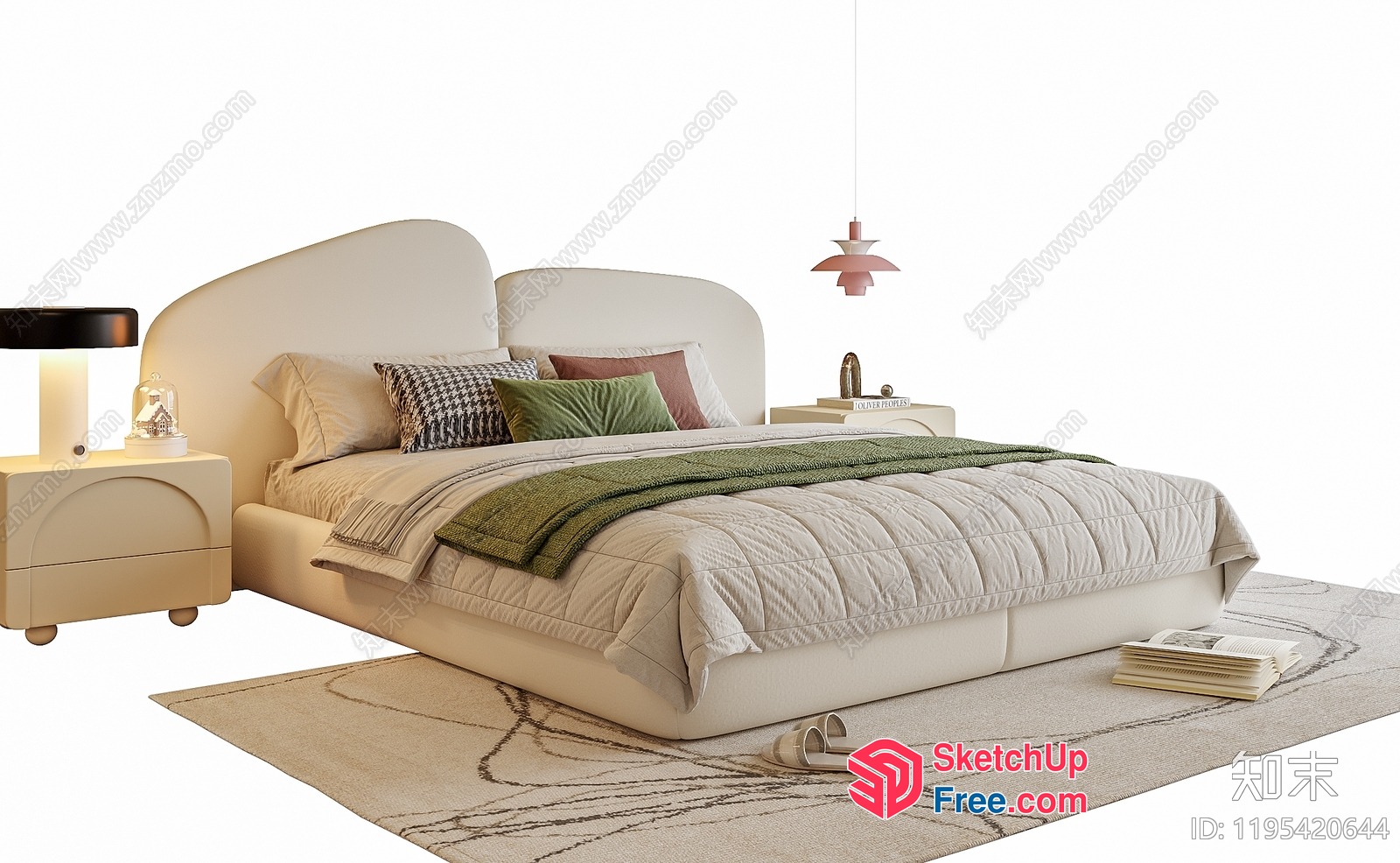 Minimalist Creamy Style Bedroom Furniture Set 3D SketchUp File
