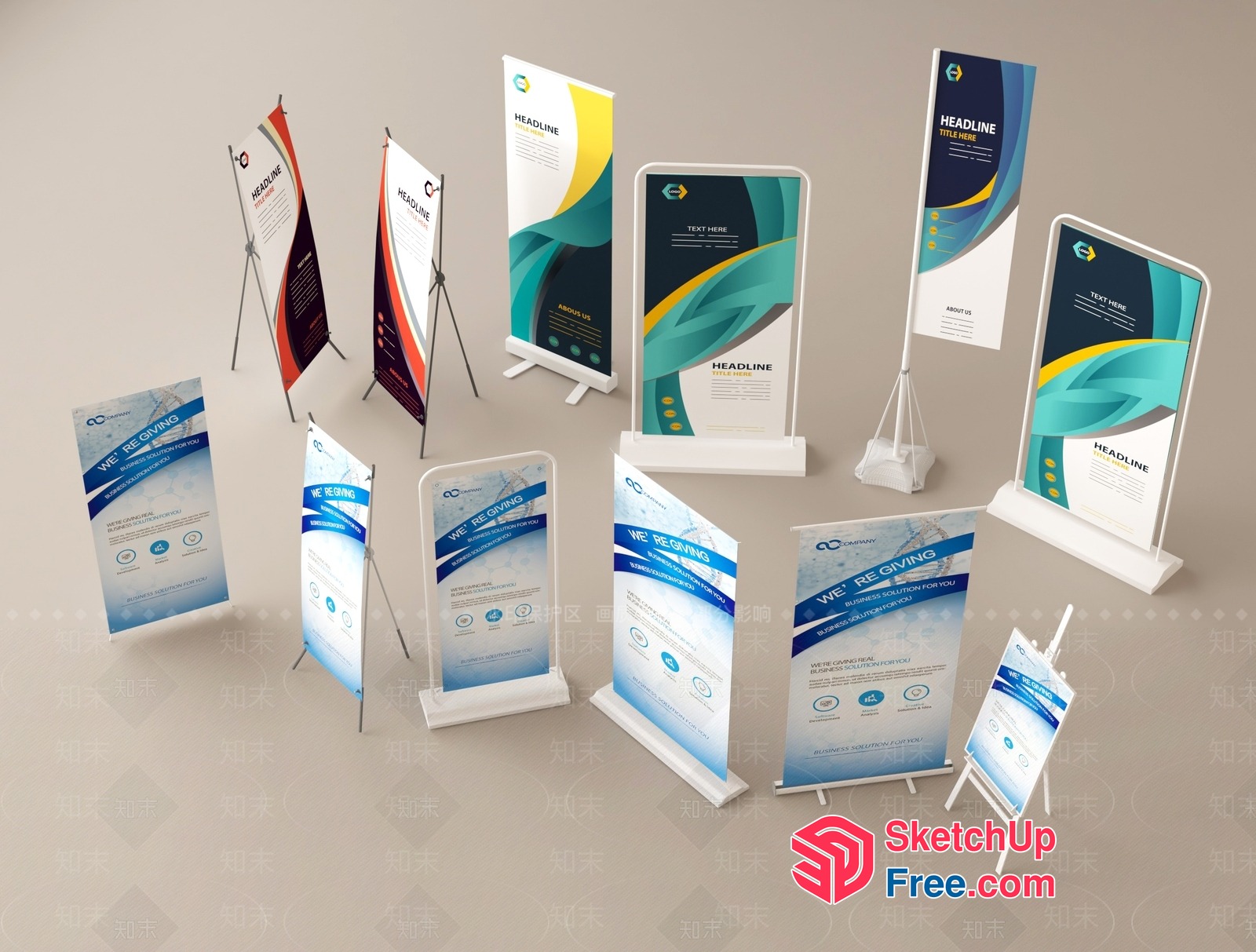 Colorful Modern Display Stands 3D SketchUp File
