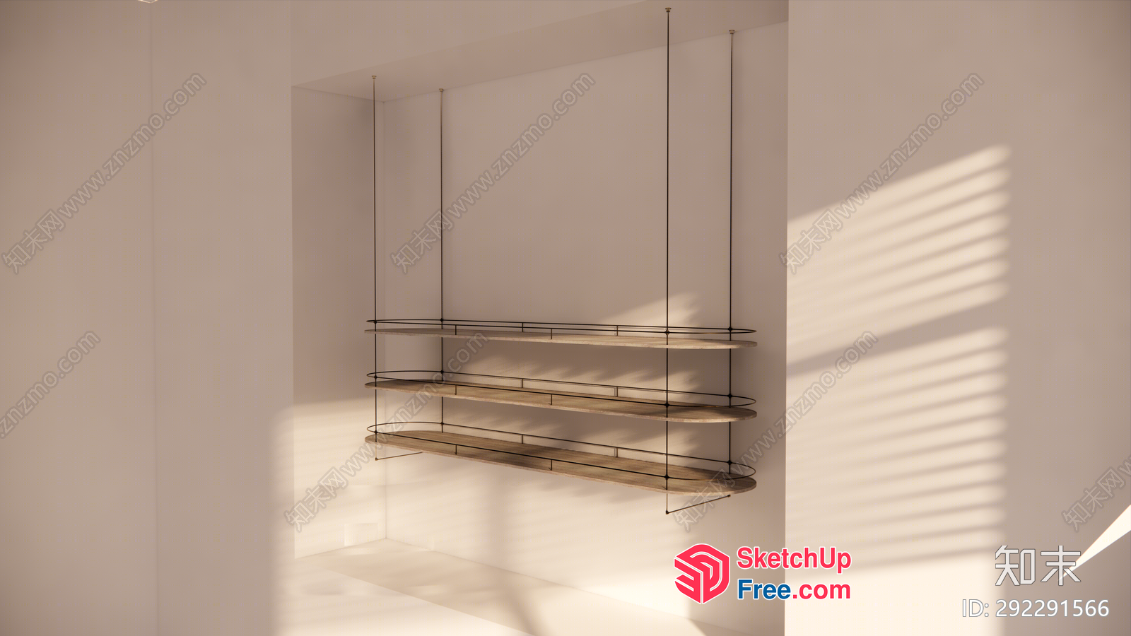 Minimalist Modern Hanging Shelf Unit 3D SketchUp File