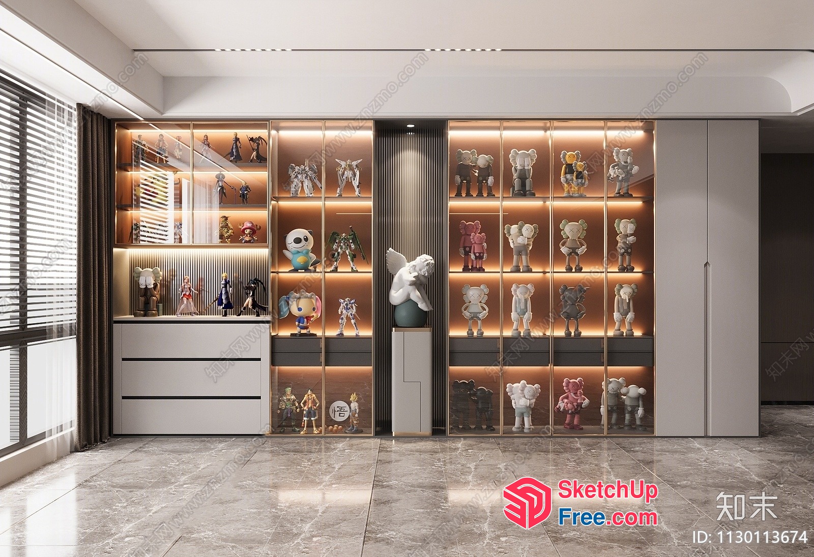 Modern Showroom With Sleek Display Cabinets And Artistic Decor 3D SketchUp File