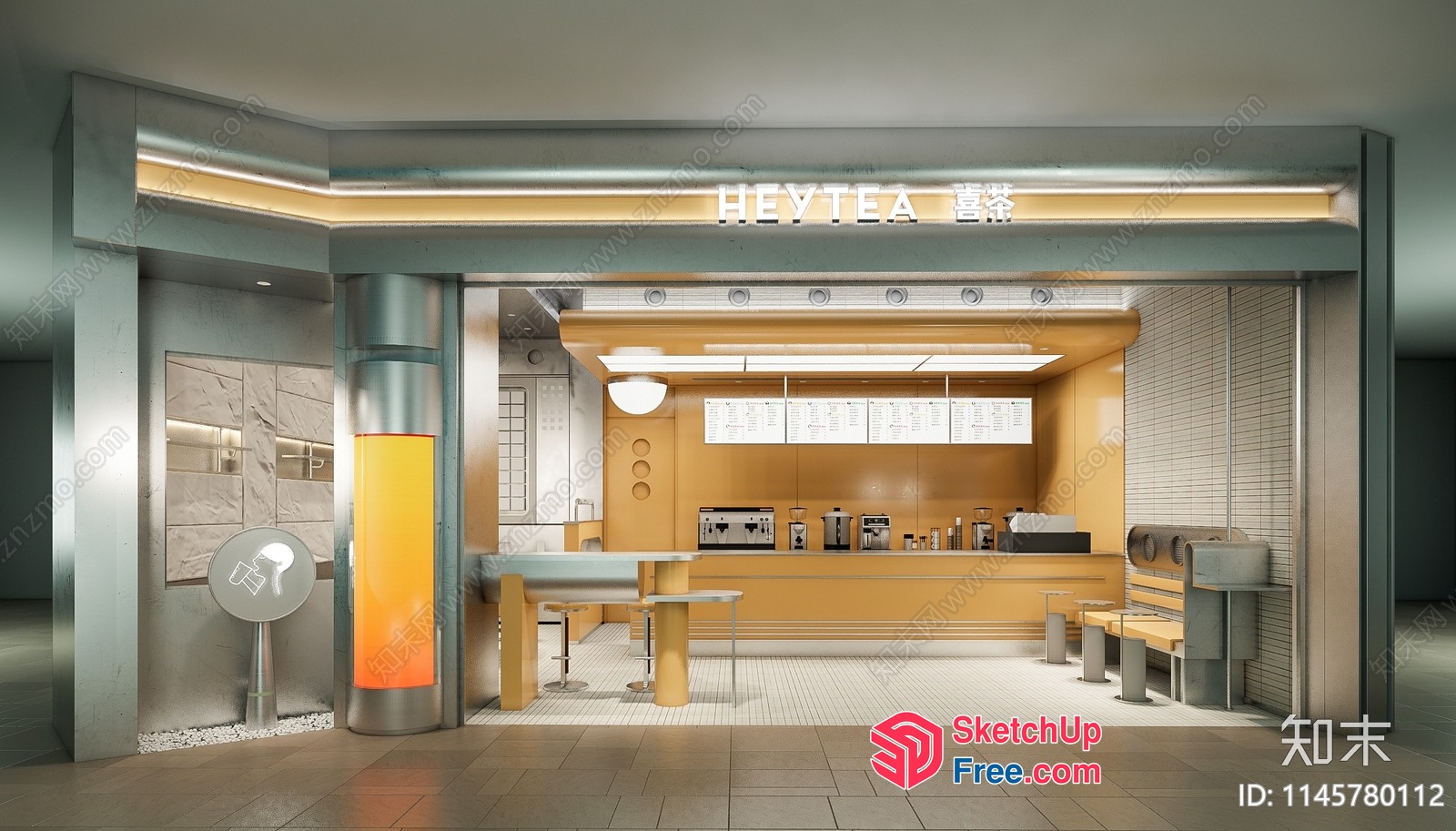 Modern Tea Shop Interior 3D SketchUp File