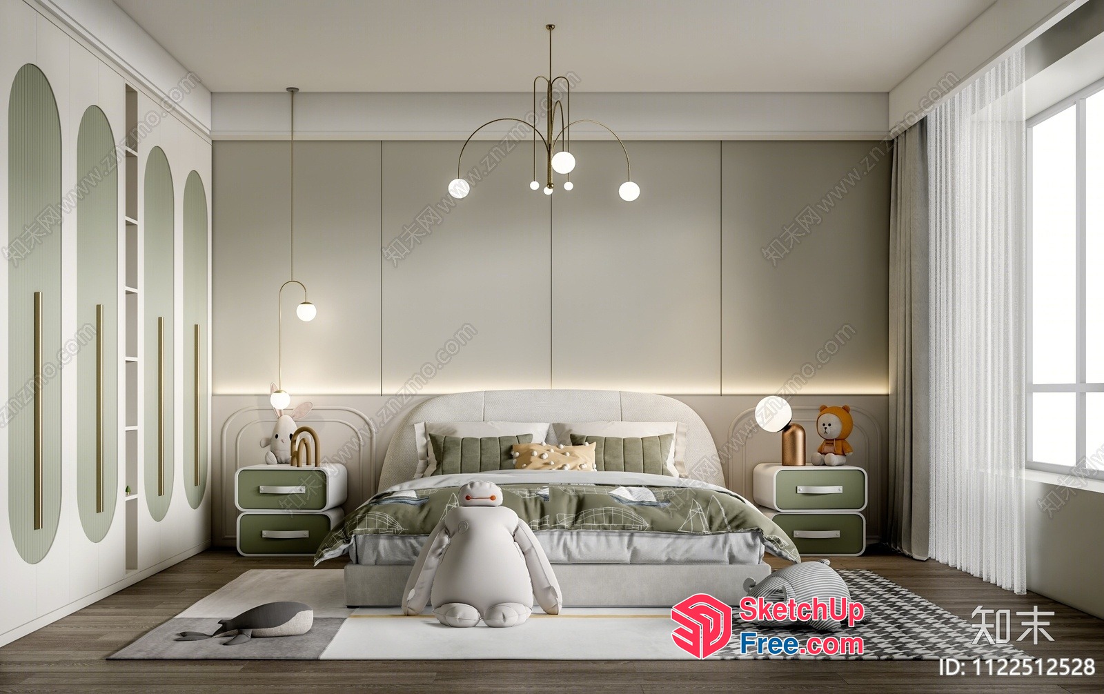 Minimalist Nordic Style Bedroom Interior 3D SketchUp File