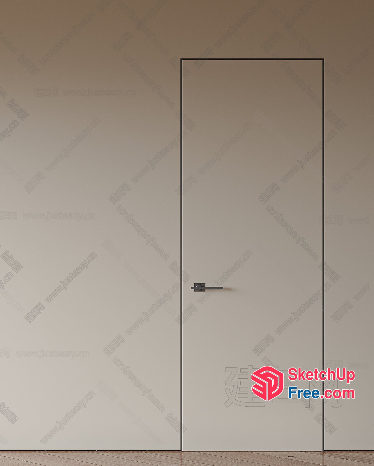 Minimalist Door Design With Sleek Black Hardware 3D SketchUp File