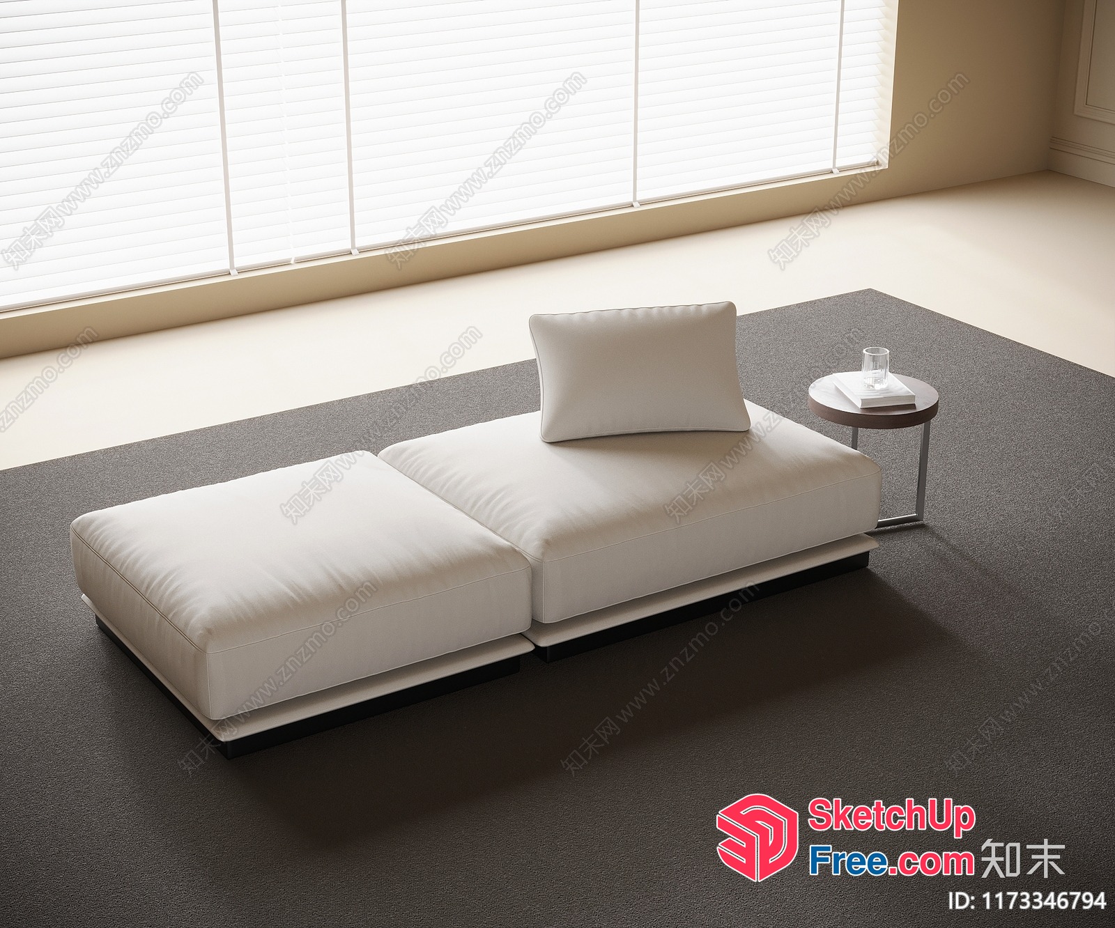 Modern Minimalist Living Room Interior With White Sofa And Side Table 3D SketchUp File