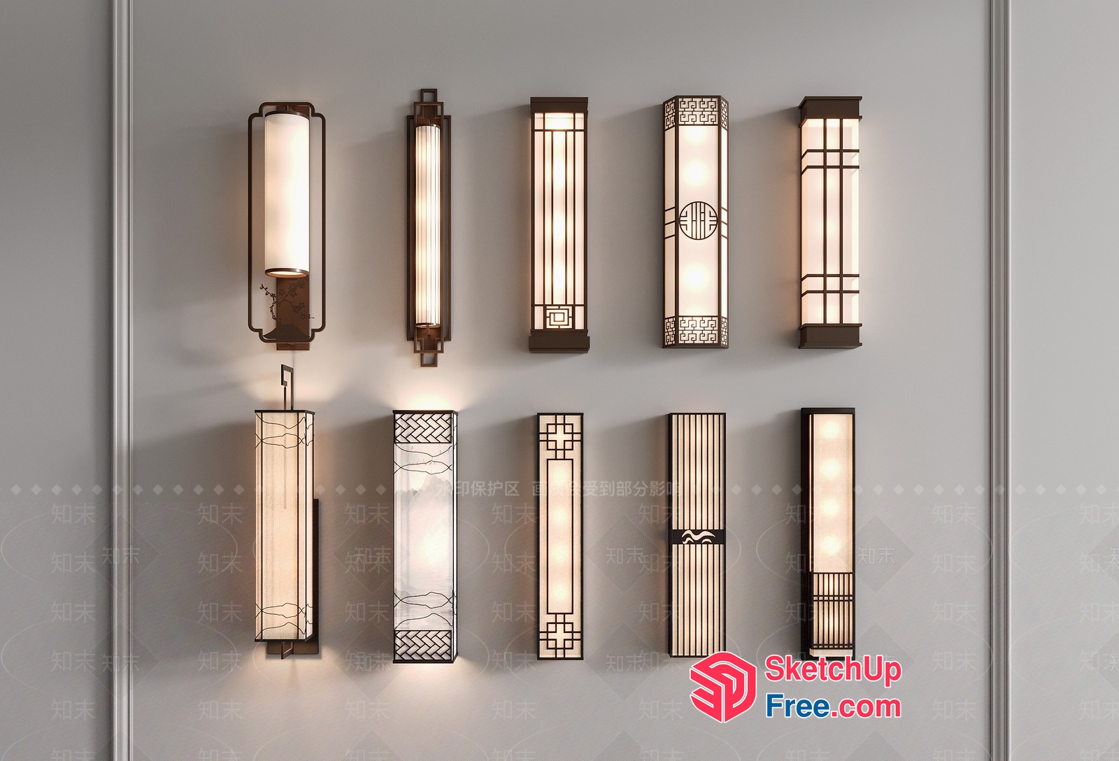 Elegant Asian-Inspired Lighting Fixtures 3D SketchUp File