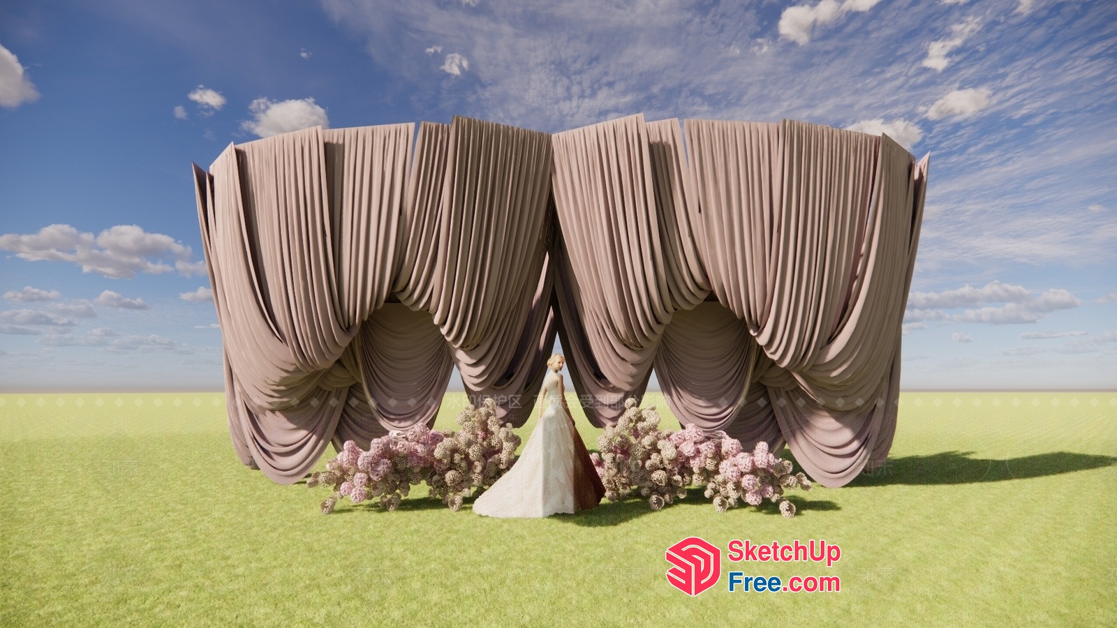 Lavish Outdoor Wedding Ceremony With Elegant Drapery 3D SketchUp File